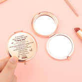Limited Edition: 65mm Round Dual-Sided Button Mirror in Romantic Rose Gold. Mom's Blessings engraved, 2x Magnification, HD Glass, In-stock for quick delivery. Perfect for any festive occasion, a thoughtful gift choice! ๐น๐โจ